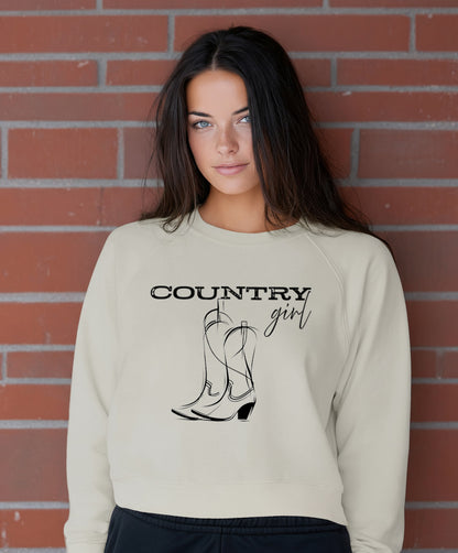 Country Girl Boots Cropped Sweatshirt