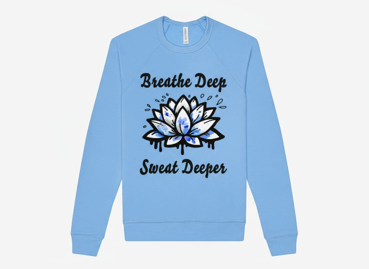 Breathe Deep Sweat Deeper Lotus Crew Sweatshirt