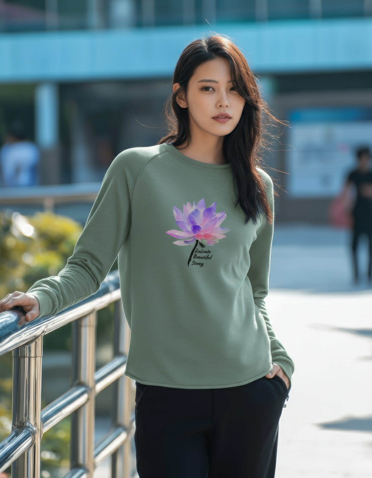 Strong Mantra Watercolor Lotus Sweatshirt