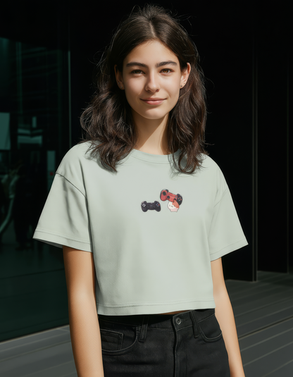Game On Crop Top Tee Cute Gamer Squad